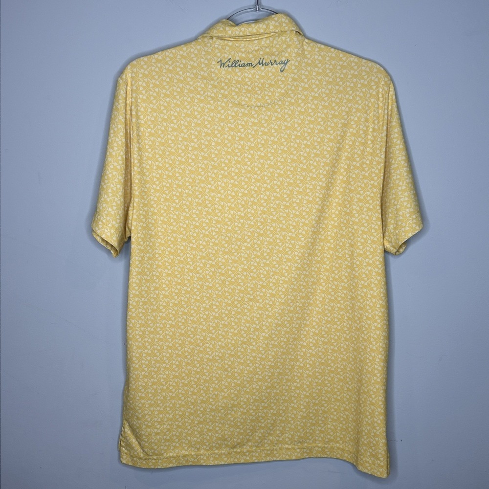 William Murray Golf Yellow Performance Mens Small Polo AOP Martini Print Preppy - Picture 6 of 10